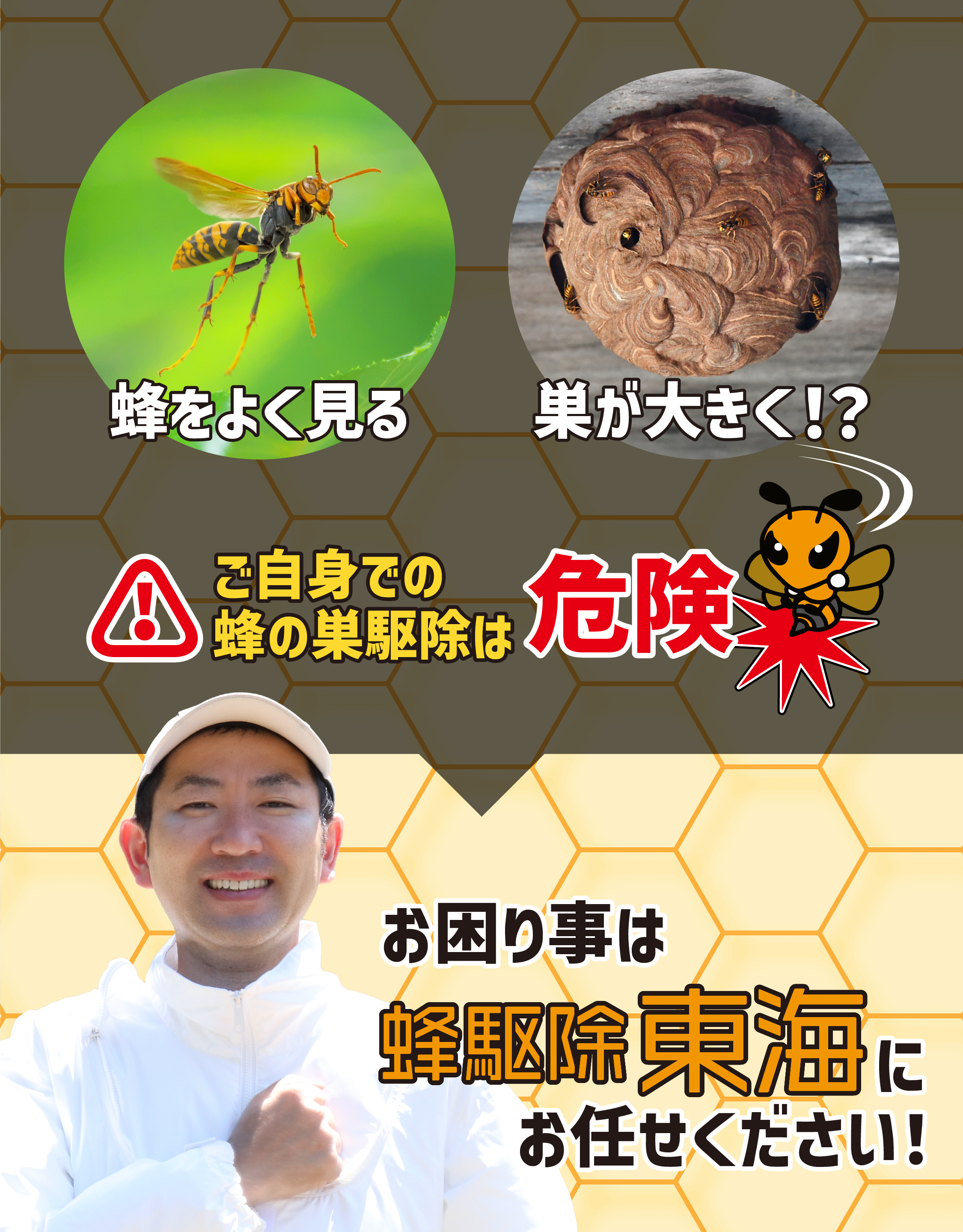 こんなお悩みありませんか？蜂駆除東海にお任せください